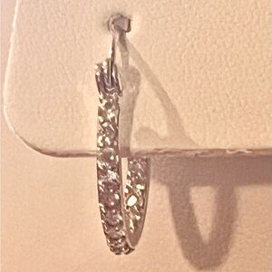 Silver and crystal loop earrings